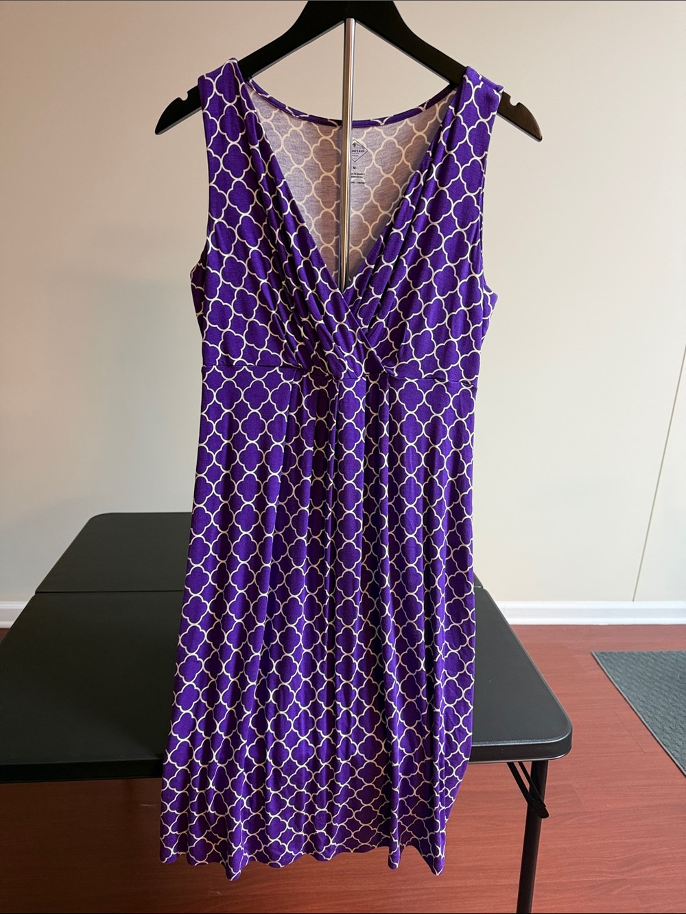 St. John's Bay Purple and White Twist-Front Midi Dress